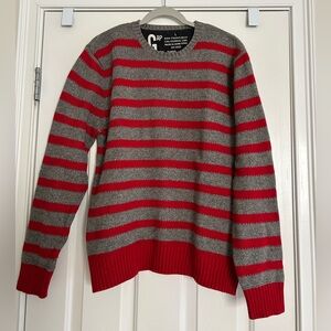 GAP Men's Sweater in Red and Gray Stripes Size Large